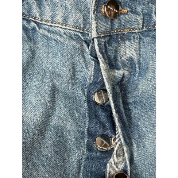 Anine Bing Womens Roy Jeans Nordic Blue‎ Button Fly Split Hem Flare Leg Size 31 - Picture 5 of 13